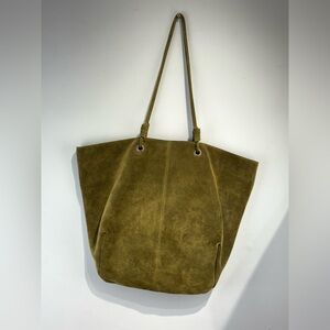 Olive Suede Tote Bag